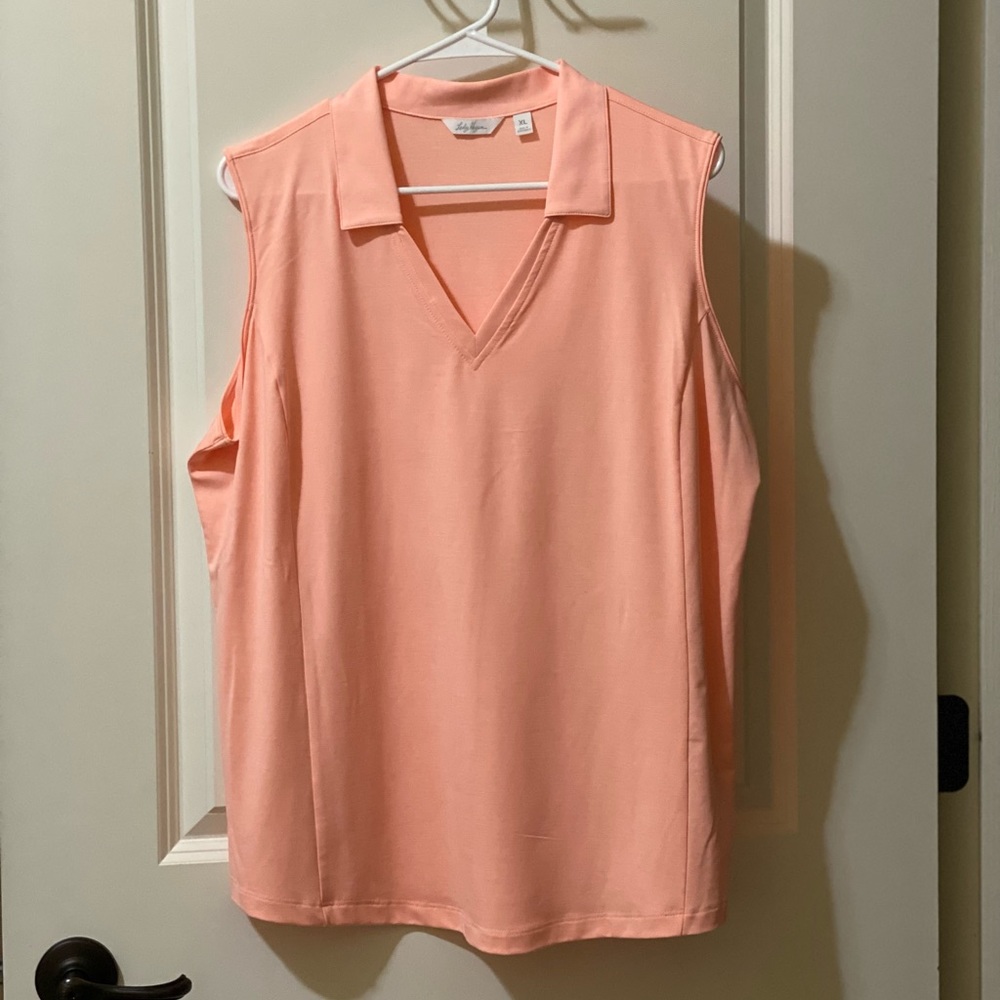 Lady Hagen Orange Collared Golf Tank
